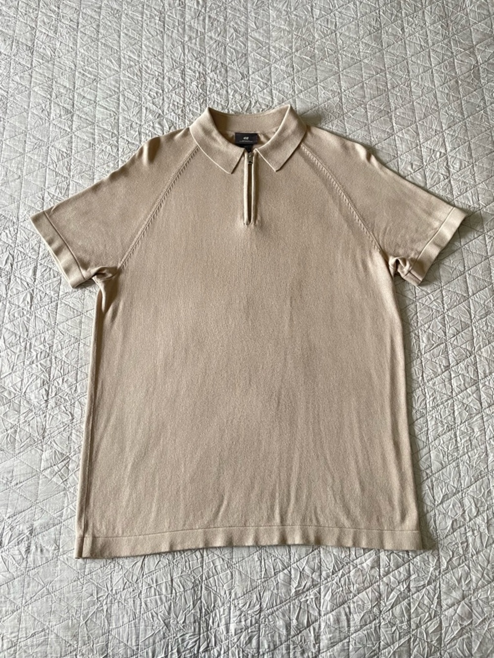 H&M Muscle Fit Polo Shirt – Beige | Size Large
